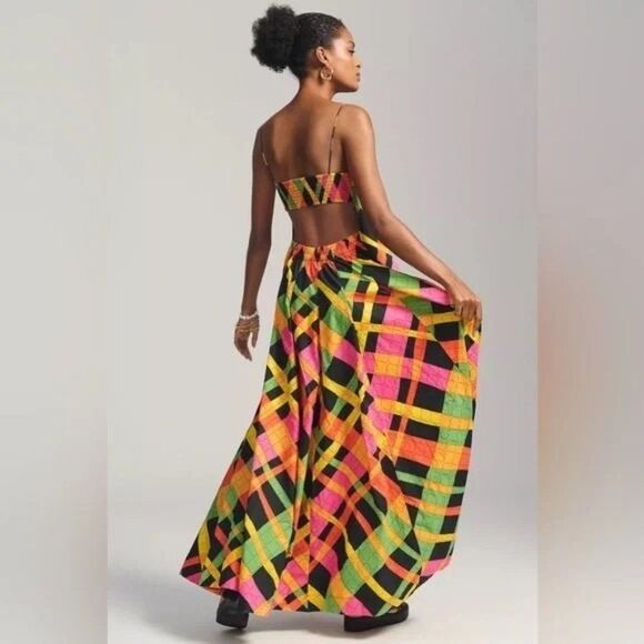 Anthropologie S/W/F Geometric Bandeau Spaghetti Strap Maxi Dress NEW Small - Picture 10 of 10